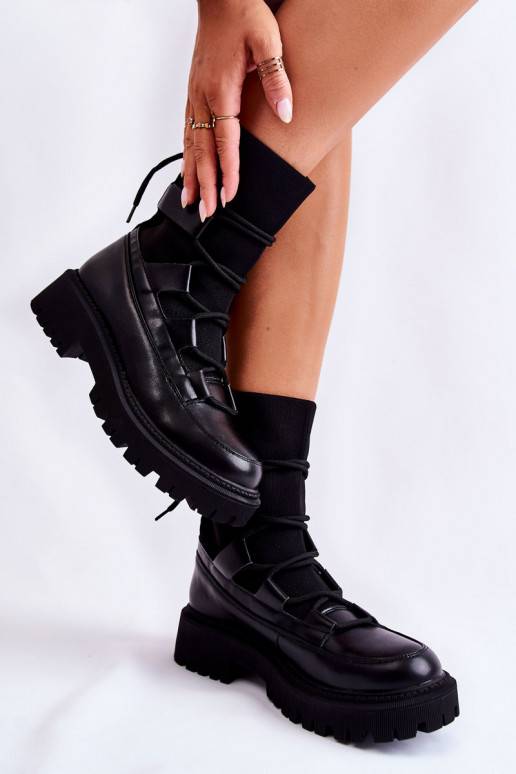 Černé masivní kozačky s ponožkovou... Černé masivní kozačky s ponožkovou...