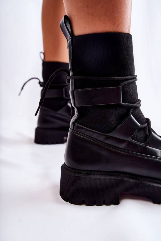 Černé masivní kozačky s ponožkovou... Černé masivní kozačky s ponožkovou...