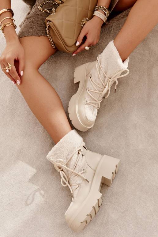 Pískové boty sněhule s hřejivým Sanna Pískové boty sněhule s hřejivým Sanna