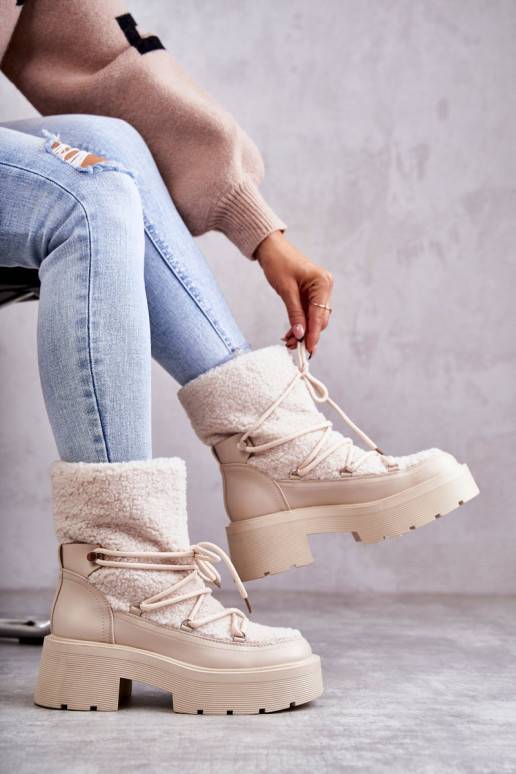 Pískové boty sněhule s hřejivým Sanna Pískové boty sněhule s hřejivým Sanna