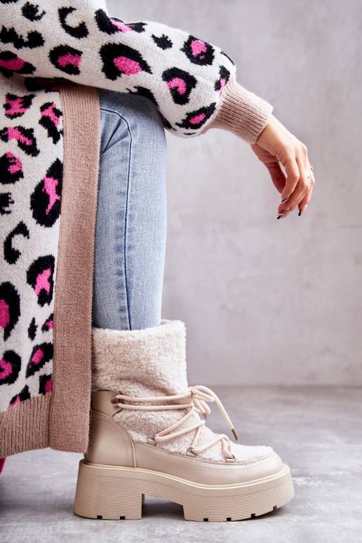 Pískové boty sněhule s hřejivým Sanna Pískové boty sněhule s hřejivým Sanna