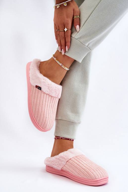 Dámské žabky s kožíškem růžové Leriss Dámské žabky s kožíškem růžové Leriss