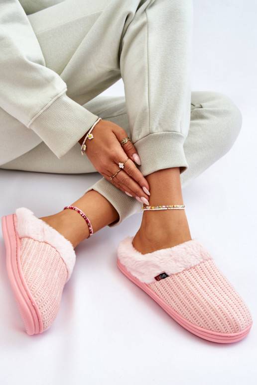 Dámské žabky s kožíškem růžové Leriss Dámské žabky s kožíškem růžové Leriss