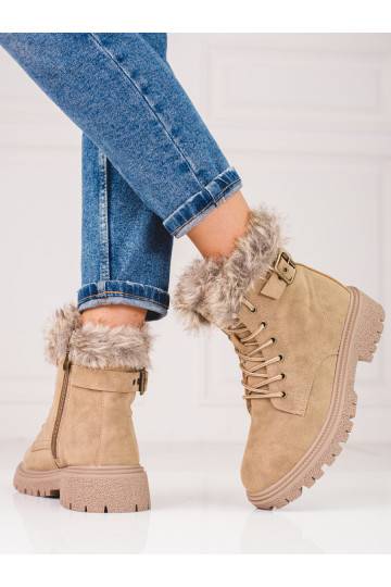 Tmavě béžové dámské kozačky...