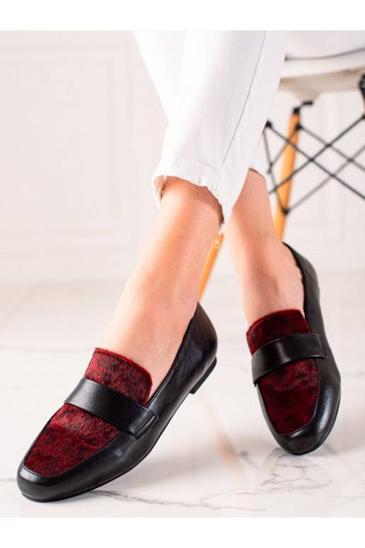 Bordó černé polobotky s kožíškem