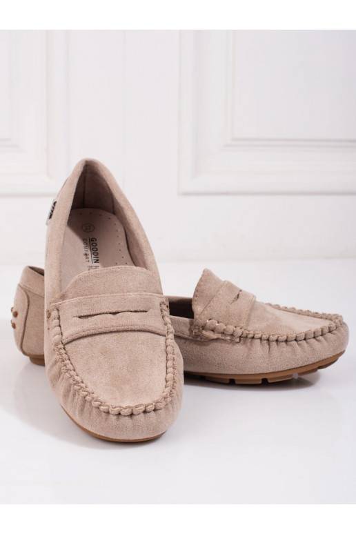 Semišové dámské mokasíny Shelovet elastické béžové