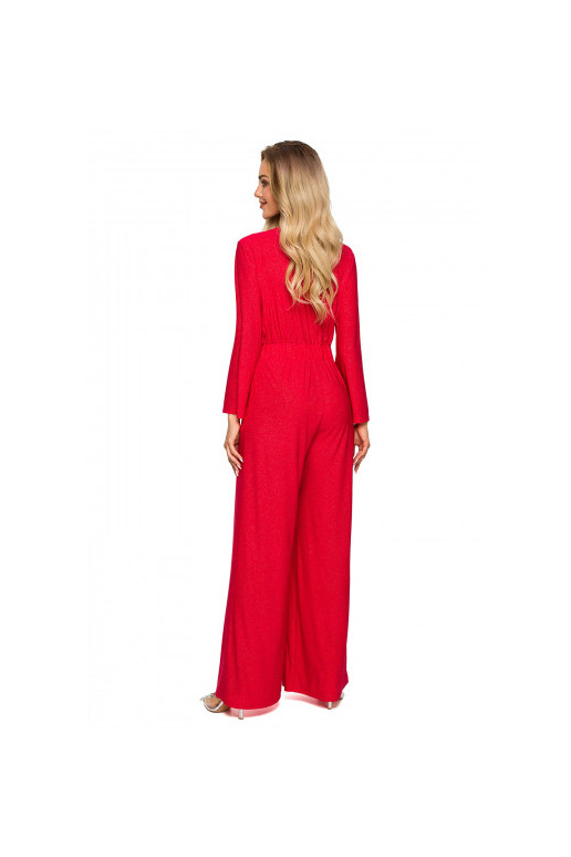 Lesklá kombinéza v červené barvě Moe