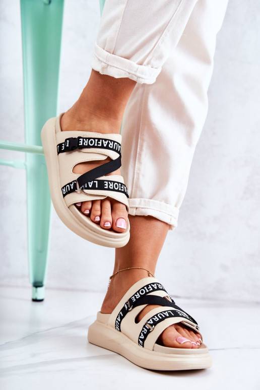 Módní pantofle La.Fi béžové Menifis Módní pantofle La.Fi béžové Menifis