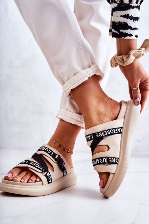 Módní pantofle La.Fi béžové Menifis Módní pantofle La.Fi béžové Menifis