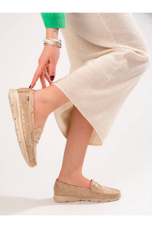 Semišové mokasíny dámské Shelovet zlaté