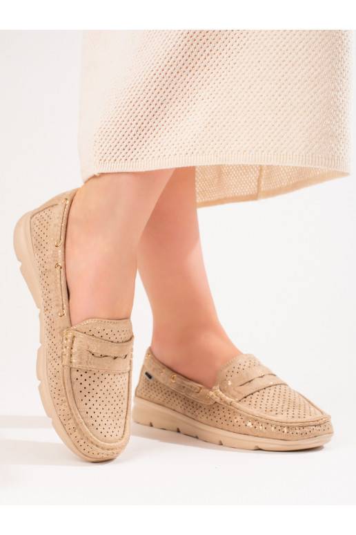 Semišové mokasíny dámské Shelovet zlaté