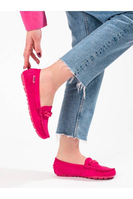 Ažurové semišové dámské mokasíny Shelovet růžové