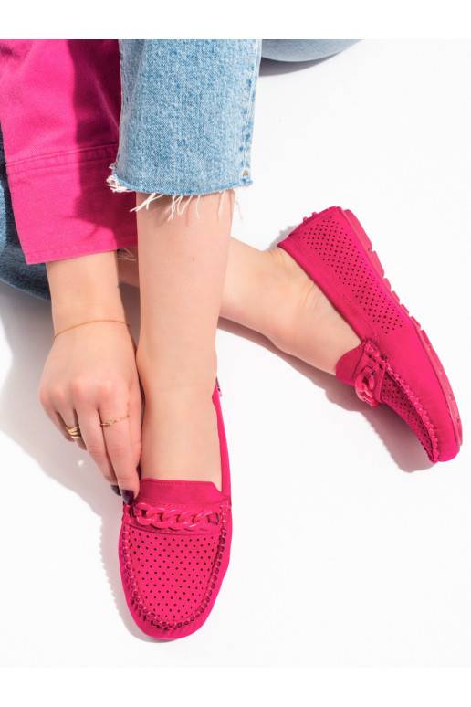 Ažurové semišové dámské mokasíny Shelovet růžové
