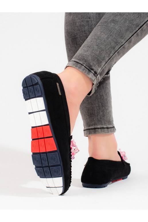 Dámské děrované mokasíny s krystalky Shelovet černé