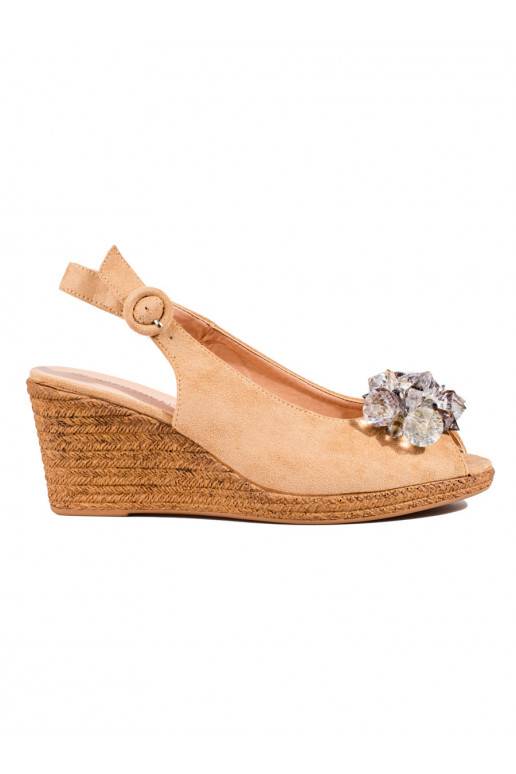 Dámské espadrilkové béžové sandály na klínku Potocki