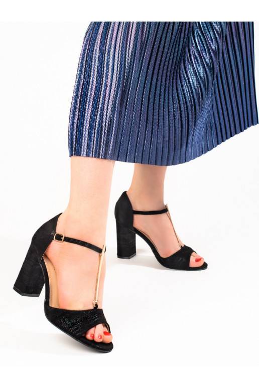 Černé dámské klasické sandály na vysokém podpatku Shelovet