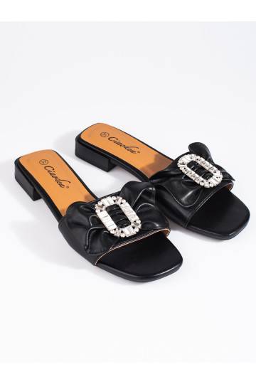 Dámské černé nazouváky s mašlí Shelovet