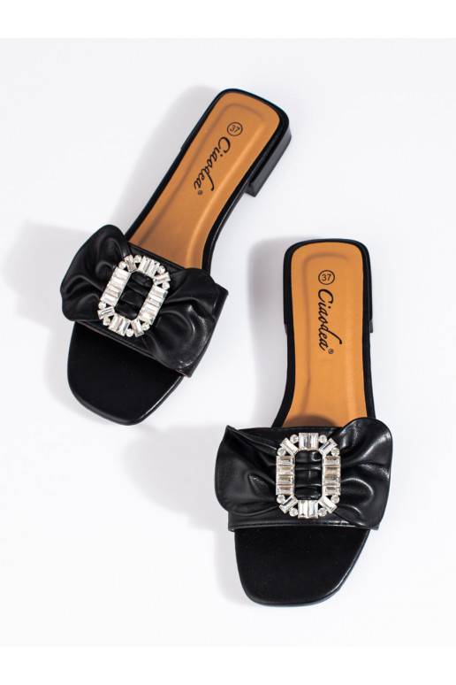 Dámské černé nazouváky s mašlí Shelovet