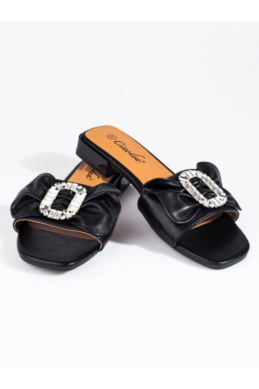 Dámské černé nazouváky s mašlí Shelovet