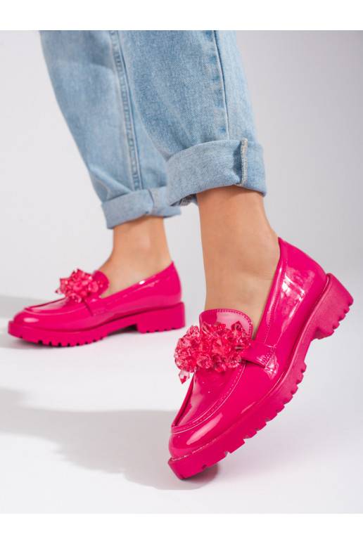 Dámské mokasíny lakované s krystalky Shelovet fuchsiové