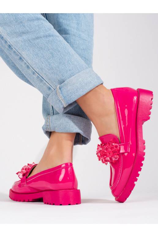 Dámské mokasíny lakované s krystalky Shelovet fuchsiové