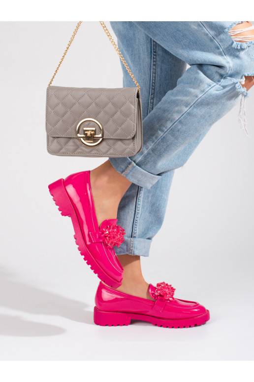 Dámské mokasíny lakované s krystalky Shelovet fuchsiové