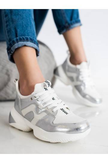 BÍLO-STŘÍBRNÉ SNEAKERSY