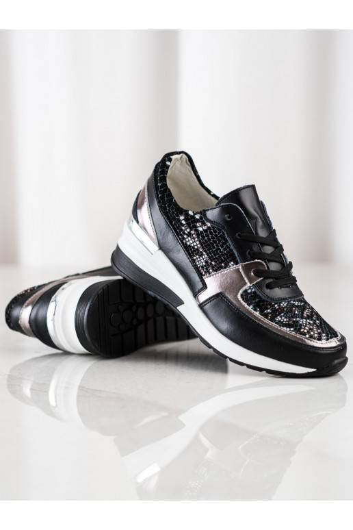 Černé sneakersy z kůže snake print