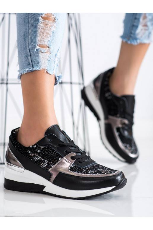 Černé sneakersy z kůže snake print