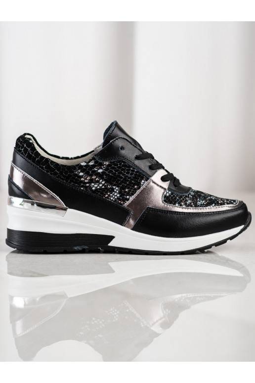 Černé sneakersy z kůže snake print