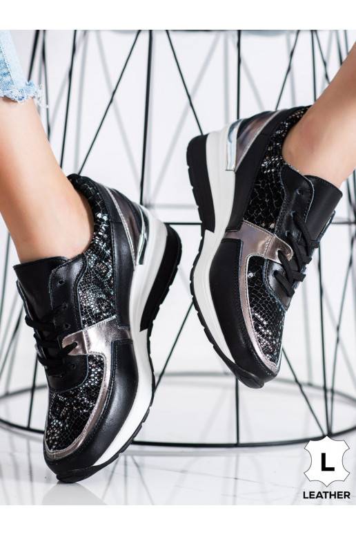 Černé sneakersy z kůže snake print