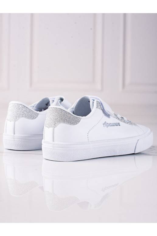 Dětské tenisky Shelovet bílé se stříbrným brokátem