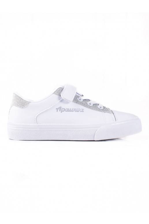 Dětské tenisky Shelovet bílé se stříbrným brokátem