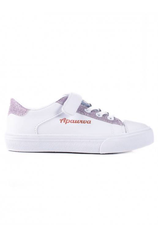 Dětské tenisky Shelovet bílé s růžovým brokátem