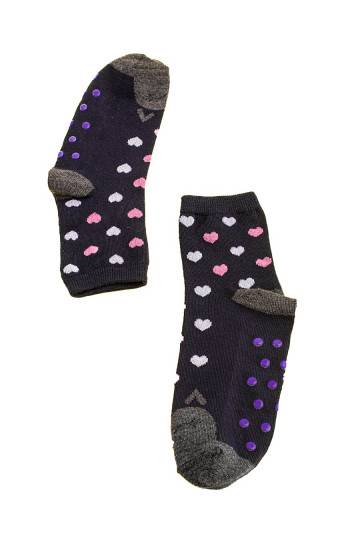 Protiskluzové dívčí ponožky Shelovet, tmavě modré srdíčka