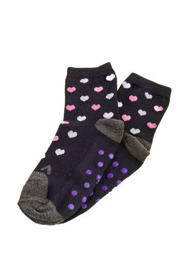 Protiskluzové dívčí ponožky Shelovet, tmavě modré srdíčka 2