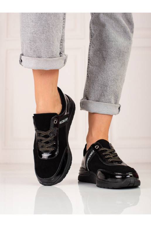 Černé sportovní boty Shelovet z přírodní kůže