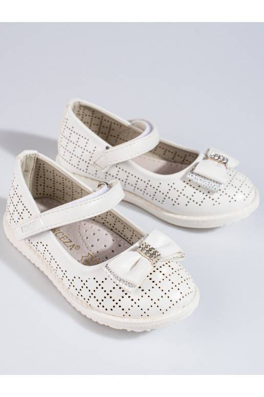 Dívčí děrované baleríny Vinceza bilé