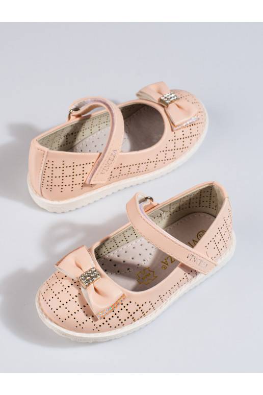 Dívčí děrované baleríny Vinceza pudrové