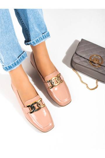 Lakované růžové dámské boty s řetízkem Shelovet