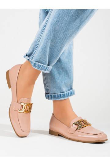 Lakované růžové dámské boty s řetízkem Shelovet 2