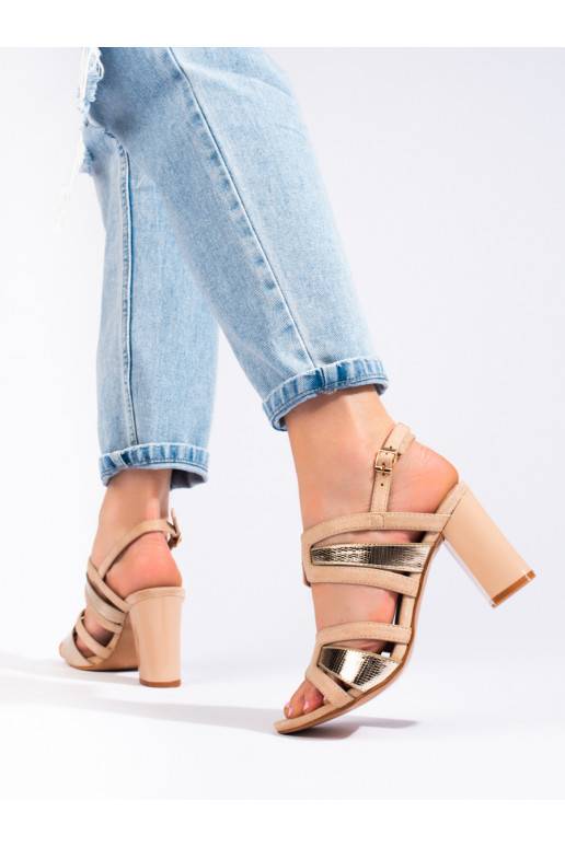 Dámské béžovo-zlaté sandály na podpatku Vineza