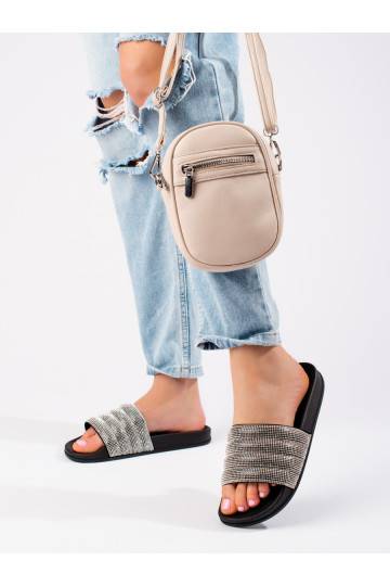 Šedé pantofle s kamínky Shelovet