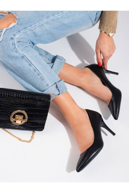 Klasyczne damskie czarne czółenka na szpilce Shelovet