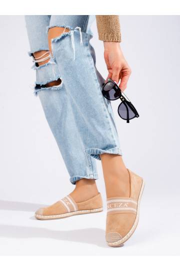 Semišové espadrilky dámské béžové Vinceza
