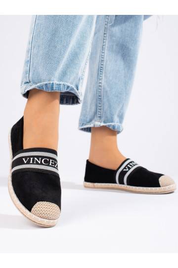 Semišové espadrilky dámské černé Vinceza