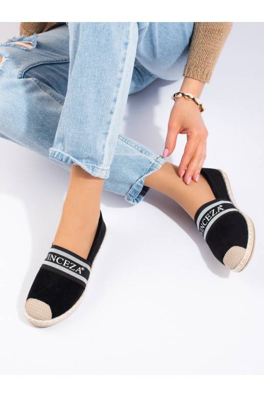 Semišové espadrilky dámské černé Vinceza