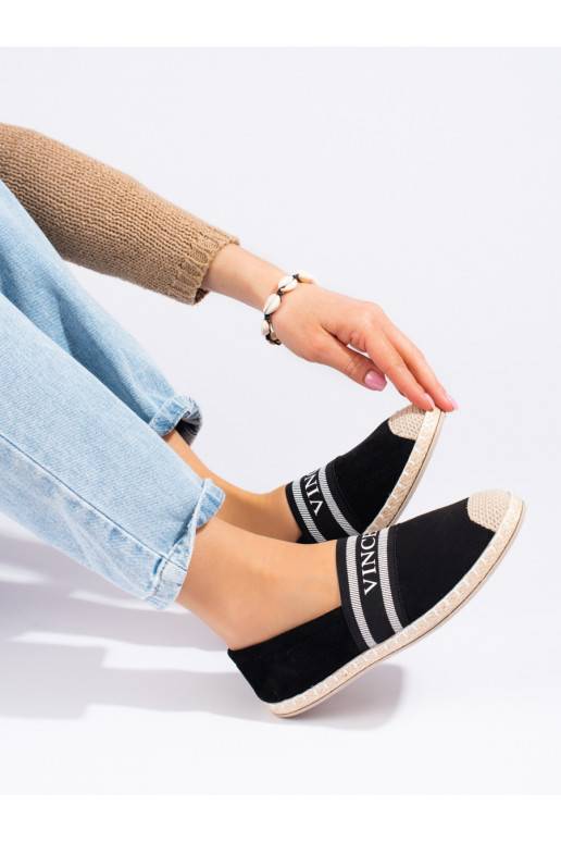 Semišové espadrilky dámské černé Vinceza