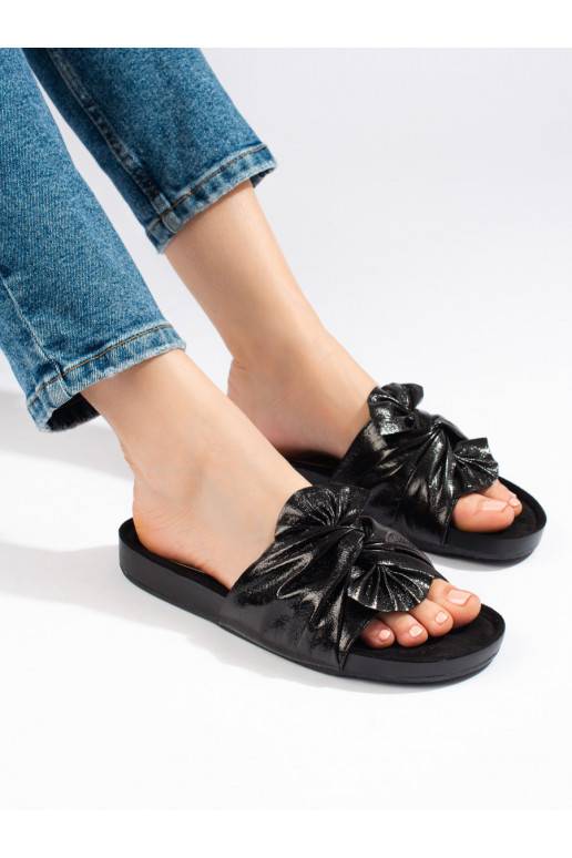 Dámské černé ploché pantofle Shelovet