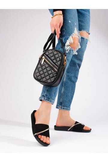 Černé pantofle se zlatým zdobením Shelovet 2